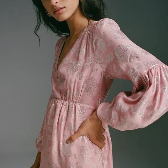 Anthropologie Jolene Jacquard Pink Mini Dress NWT! - Picture 2 of 14